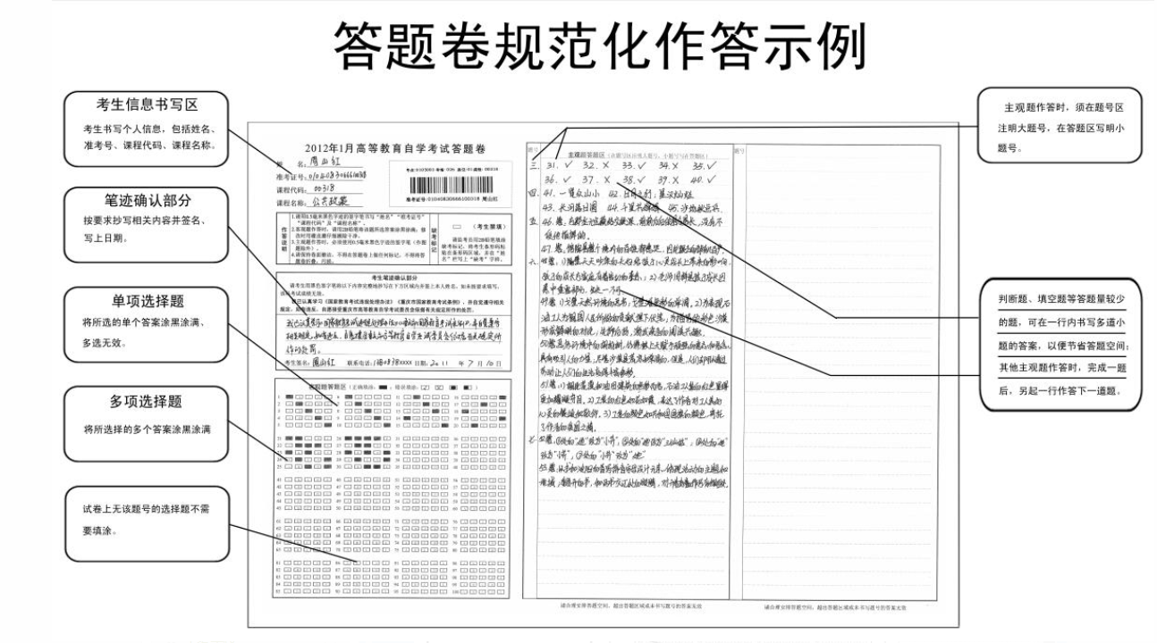 浙江自考答題卡